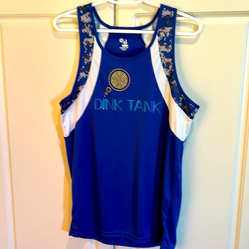 Pickleball sleeveless tank top. Bedazzled DinkTank and pickleball. Very cute.
